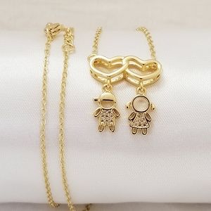 18K Gold Plated My Kids Heart Necklace. New